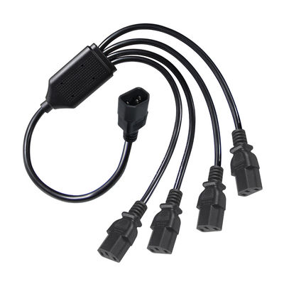 Conector de ângulo de bobina preta H05vv F Plug Iec C13 Iecc14 Homem para mulher Y Splitter cabo de extensão de energia