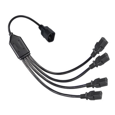 Conector de ângulo de bobina preta H05vv F Plug Iec C13 Iecc14 Homem para mulher Y Splitter cabo de extensão de energia