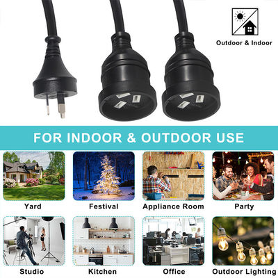 Austrália Plug H05vv-f 3g 3*0.5mm2/0.75mm2 IEC Conector Cordão de alimentação com duplo feminino