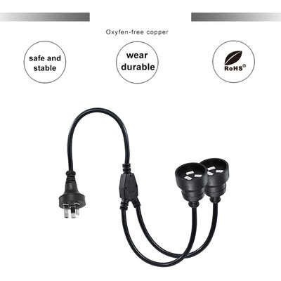 Austrália Plug H05vv-f 3g 3*0.5mm2/0.75mm2 IEC Conector Cordão de alimentação com duplo feminino