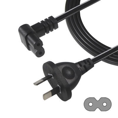2m SAA Iec Plug H03vvh2f 2X075mm2 Austrália 2 Prong Figura 8 Ac cabo extremo ângulo de extensão C7 Conector cabo de alimentação