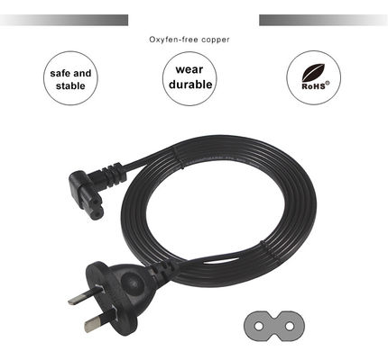 2m SAA Iec Plug H03vvh2f 2X075mm2 Austrália 2 Prong Figura 8 Ac cabo extremo ângulo de extensão C7 Conector cabo de alimentação