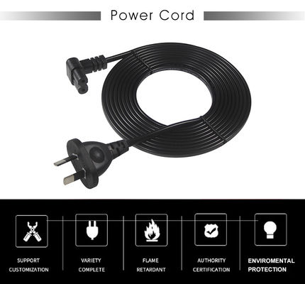 2m SAA Iec Plug H03vvh2f 2X075mm2 Austrália 2 Prong Figura 8 Ac cabo extremo ângulo de extensão C7 Conector cabo de alimentação