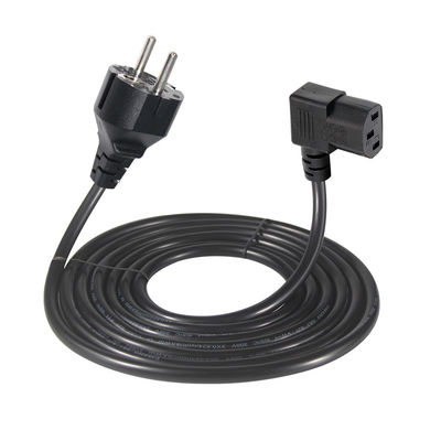 Cabo de alimentação CEE7-7 para C13 em ângulo reto 1,8m PVC HO5VV-F3G