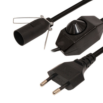 6ft European 2 Prong AC Power Extension Cord E12 Conjunto com Clip de Arame e Tomada de lâmpada Edison