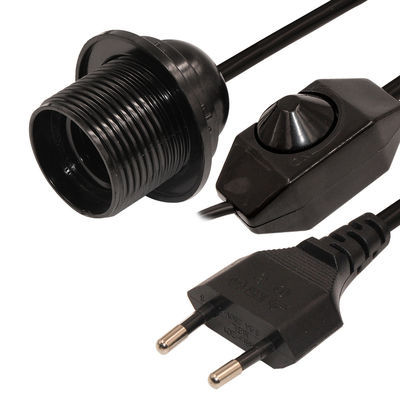 6ft European 2 Prong AC Power Extension Cord E12 Conjunto com Clip de Arame e Tomada de lâmpada Edison