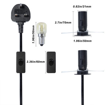 UK Plug E14 Salt Lamp Power Cord com 303 Switch 1.2M