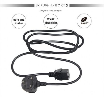 16A BS1363 a C19 Cordão de alimentação 1,8 m para computadores e UPS