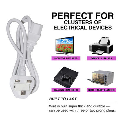 UK BS1363 para IEC C13 Cordão de alimentação 3G 0,75 mm2 Cabo de extensão de cobre