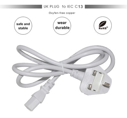 UK BS1363 para IEC C13 Cordão de alimentação 3G 0,75 mm2 Cabo de extensão de cobre