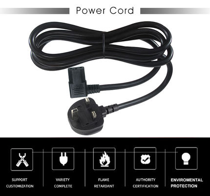 1.5M UK BS1363 a IEC C13 Cordão de alimentação de ângulo reto cobre puro