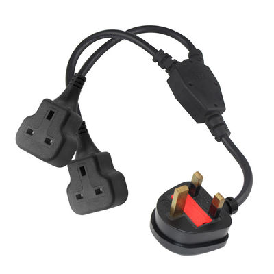 Copper 3 wires AC Power Cord UK 3Pin Male To Double Female Connector Y Splitter Inglaterra Cable