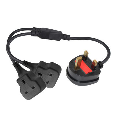 Copper 3 wires AC Power Cord UK 3Pin Male To Double Female Connector Y Splitter Inglaterra Cable