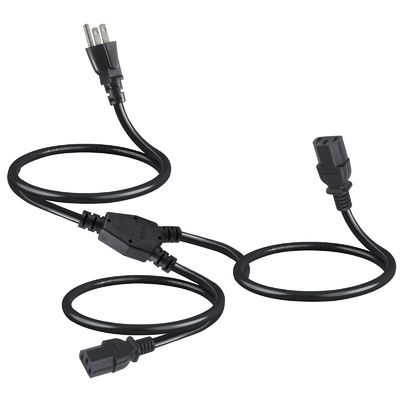 2 tomadas Y Splitter Computador cabo de alimentação com Nema padrão 515P plugues AC e entrada de C13