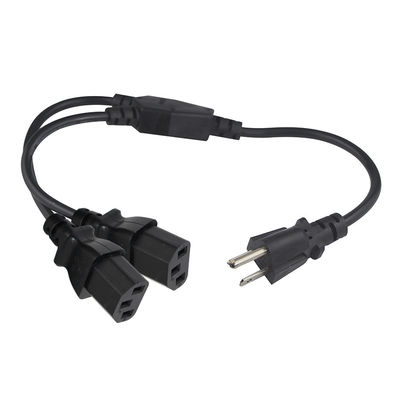 2 tomadas Y Splitter Computador cabo de alimentação com Nema padrão 515P plugues AC e entrada de C13
