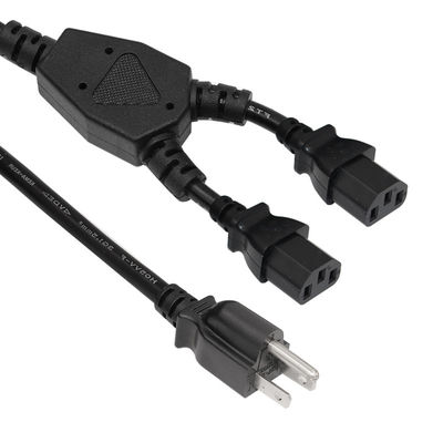2 tomadas Y Splitter Computador cabo de alimentação com Nema padrão 515P plugues AC e entrada de C13