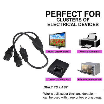 NEMA 5-15P para 2x C13 Y Splitter Power Cord 16AWG 15A