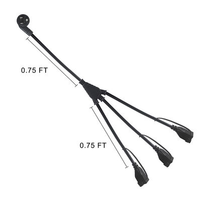 NEMA 5-15P 3x5-15R Y Splitter Power Cord 3FT 16AWG Jaqueta de borracha
