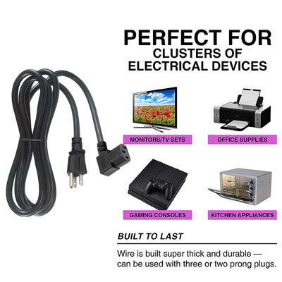 USA 3 Pin Plug para ângulo direito IEC C13 cabo de alimentação para computador 90 graus C13 conector