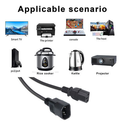 VDE Certified 3Ft IEC C13 a C14 Cabo de extensão de macho para fêmea para PC de escritório UPS
