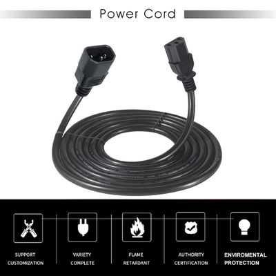 VDE Certified 3Ft IEC C13 a C14 Cabo de extensão de macho para fêmea para PC de escritório UPS