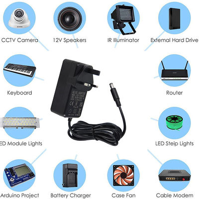 Adaptador de alimentação AC a DC de 12V 5A com conector de 3 pinos do Reino Unido