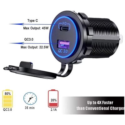 OEM/ODM Bem-vindo 5V Pd 45W Qc E Carregamento Usb C Adaptador de Carregador de Carro para Cigarro