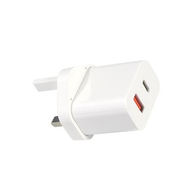 1A+1C Carregador de viagem USB Carregamento rápido Tipo C Carregamento rápido de 30 W Wall UK Qc