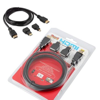 1Cabos HDMI 3 em 1 para câmaras de vídeo e tablets para TV