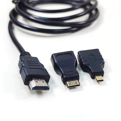 1.5m HDMI 3-em-1 Cable Mini Micro para HDMI Conector de ouro macho-masculino