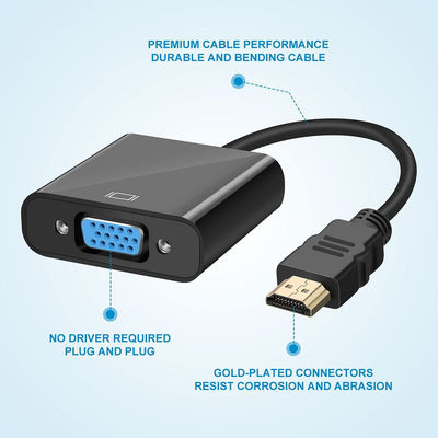 Conversor HDMI para VGA com Áudio 1080p Alimentado por USB