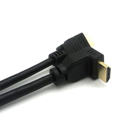 Conector de ouro com ângulo de 90 graus 2.0V 4K 60Hz cabo HDMI 1,5m para multimídia