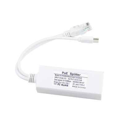 USB de 48 volts POE Splitter para 12V Câmera 802.3af USB Tipo C Portão de LAN único 1A 1.2A