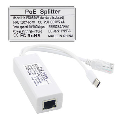 Divisor POE 48V para 12V IEEE802.3af com RJ45 e Cabo DC