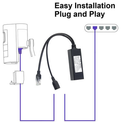 48V a 5V 2.4A PoE Splitter USB Tipo A Feminino 802.3af Power Over Ethernet Splitter