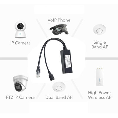 48V a 5V 2.4A PoE Splitter com saídas USB e RJ45 IEEE 802.3af