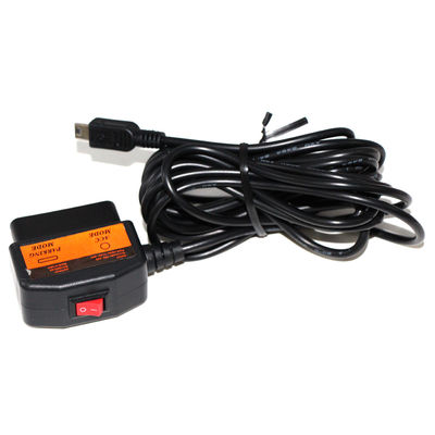 OBD2 Cabo de carregamento de 12 V a 5 V com interruptor para gravador de condução DVR