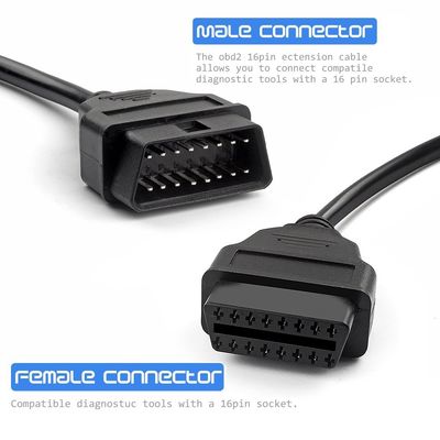 9-36v Cable de diagnóstico de carro personalizado 28-24AWG DVR OBD2 16Pin para USB A macho OBD Step Up Cable
