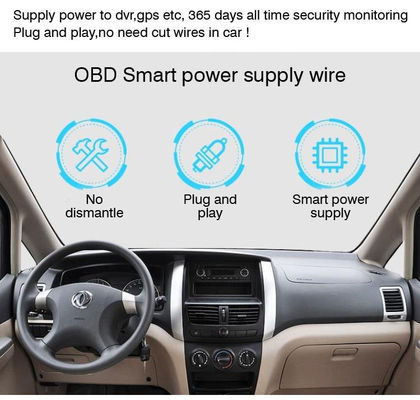5V 12V carregador de carro cabos de extensão de energia OBD-2 para tipo C USB-C cabo para Dashcam