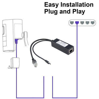 12v 2a Tipo C e LAN Port RJ 45 Conecte USB Poe Splitter para Power Over Ethernet