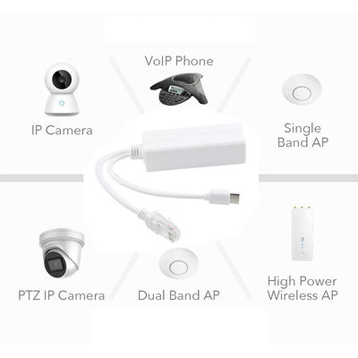 Injetor de divisor POE Full-Duplex Half-Duplex com tomada de ligação de 2,1 mm e 5,5 mm tipo C