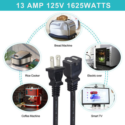 Cable de extensão de extensão da CPU PDU de 2 pontas masculina para feminina NEMA 1-15P para NEMA1-15R