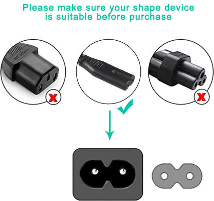 Cordão de alimentação AC de 2 pontas universal EU 2PIN para IEC Fêmea C7 Socket 0,75MM