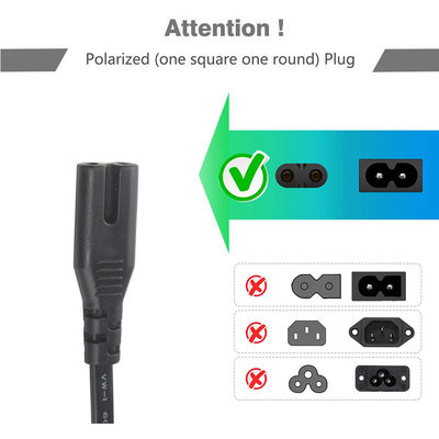 Cordão de alimentação AC de 2 pontas universal EU 2PIN para IEC Fêmea C7 Socket 0,75MM
