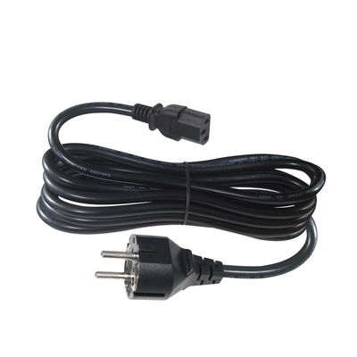 3Prong VDE homologado CEE 7/7 3pin Plug Cordão de alimentação preto com C13 Feminino