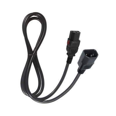 18 awg Painel de computador montado no cabo C14 Conector de alimentação de tomada masculina para C13 Conector de alimentação de tomada feminina