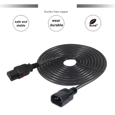 18 awg Painel de computador montado no cabo C14 Conector de alimentação de tomada masculina para C13 Conector de alimentação de tomada feminina