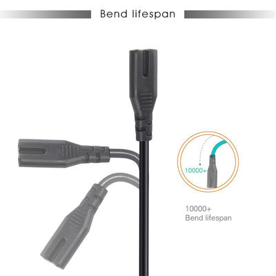 Cordão de alimentação AC de 2 pontas universal EU 2PIN para IEC Fêmea C7 Socket 0,75MM