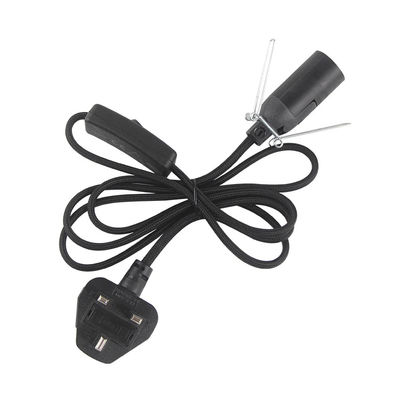 3A 5A British Fused 3 Pin Power Plug Salt Lamp Cable com 303 Inline Switch E14 Lamp Holder OEM / ODM