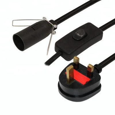 3A 5A British Fused 3 Pin Power Plug Salt Lamp Cable com 303 Inline Switch E14 Lamp Holder OEM / ODM